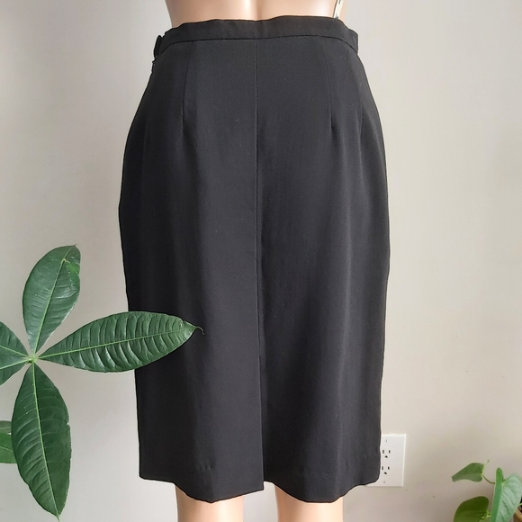 vintage Aquascutum England black wool pencil skirt midi - Picture 4 of 16